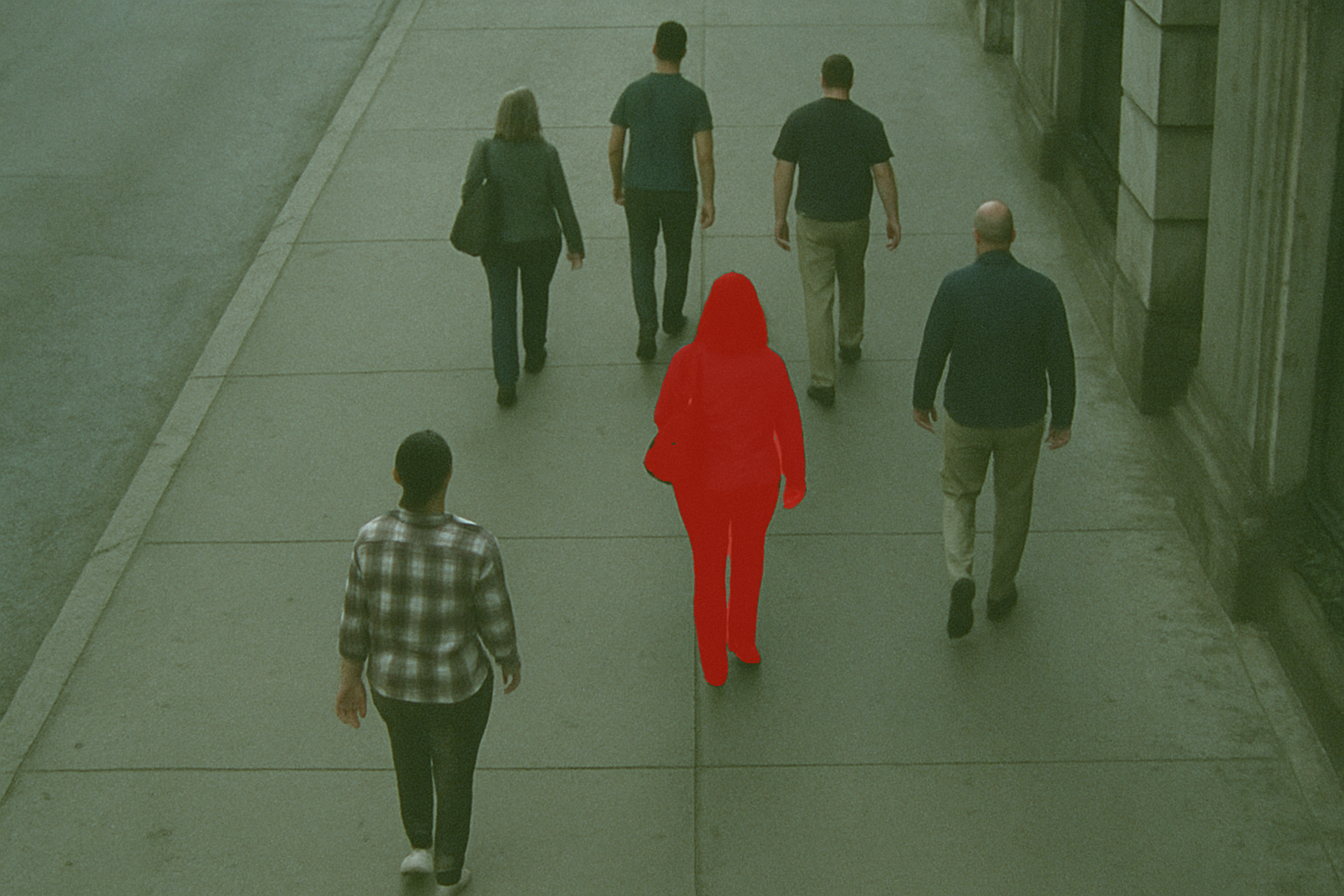 Segmentation mask example for city walkway